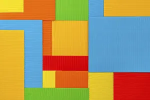 Deserted Colorful Scene Prints: Surface covered with multiple colorful paper sheets as an abstract background composition