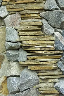 Deserted Stone Wall Prints: Surface of the stone wall with cracks
