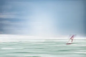Recreational Activities Italy Prints: Surfer as a pull-along, artistically worked