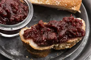 Baked Goods Nutrition Prints: Sweet bread (challah) with cherry jam