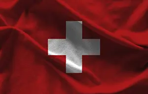 National Colors Switzerland Prints: Swiss flag with texture on background
