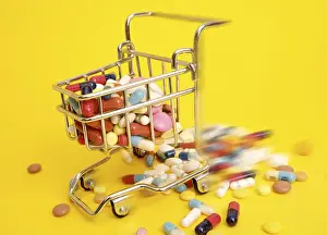 Healthcare Industry Icon Prints: Symbolic for consumption of tablets