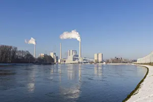 Prints of Symbolic image, energy turnaround, large power plant Mannheim, GKM, fossil fuels, smoking chimneys, industrial plant, chimneys, smoke, hard coal, Rhine, Mannheim, Baden-Wurttemberg Mannheim Prints: Mannheim Power Plant Print, Germany