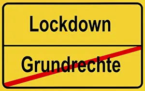 Virus Epidemic Plague Prints: Symbolic image, suspension of basic rights during lockdown