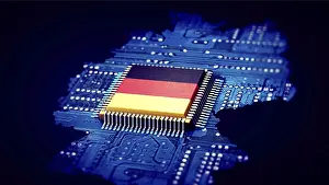Artificial Intelligence Illustration Prints: Symbolic image on the topic of digital development in Germany