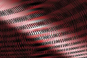 Digital Data Backup Prints: Symbolic picture - binary code and data processing code