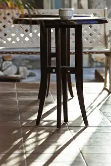 Cafe Table Setting Prints: Table in a cafe on a sunny evening