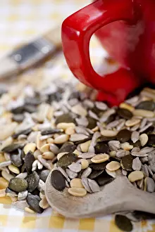 Single Person Baking Prints: A table with several nuts and kernels