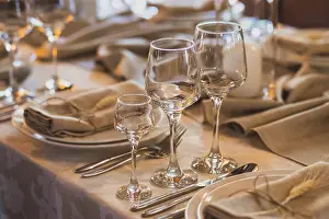 Table Setting For Two Prints: Table set for a wedding dinner