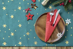Christmas Dinner Setting Prints: Table setting for Christmas dinner