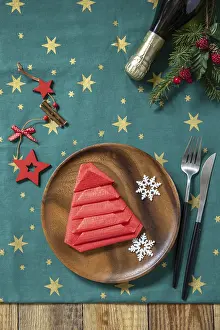 Christmas Dinner Table Setting Prints: Table setting for Christmas dinner
