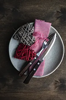 Concrete Background Prints: Table setting for dinner in St