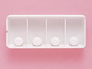 Studio Shot Of Medicine Prints: Tablet dosage box