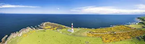 Scottish Coastal Landscape Prints: Tarbat Ness Lighthouse from a drone