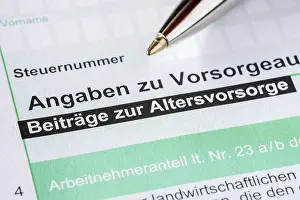 Tax Return Documents Prints: Tax return, documents, pension contributions