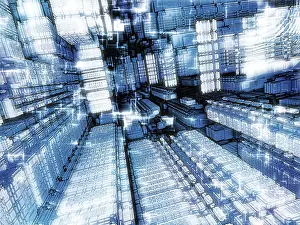 Virtual Reality Concept Image Prints: Tech abstract background - computer-generated image