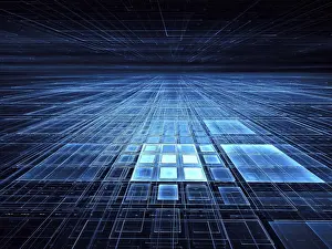 Fractal Art Background Prints: Tech background ar backdrop - abstract computer-generated 3d illustration