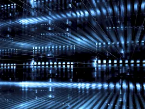 Fractal Art Background Prints: Tech background with glowing lines
