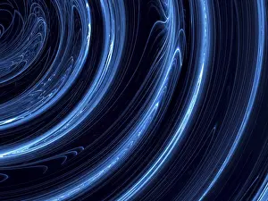 Concentric Circle Design Prints: Tech blue background - abstract computer-generated image