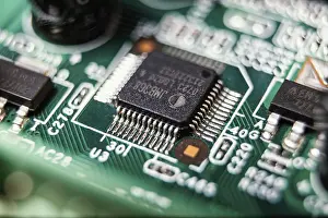 Modern Technology Image Prints: Technology background with chip