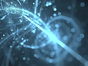 Digital Art Prints: Abstract Tech Print with Bokeh Blur Background