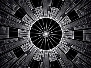 Fractal Geometry Design Prints: Technology disk - abstract computer-generated image