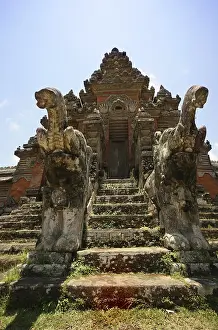 Hindu Temple Indonesia Prints: Temple of Bali with two elephants before an input
