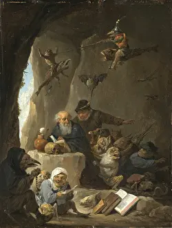 Prints of The Temptation of Saint Anthony (c. 1645), painting by David Teniers (baptised 15 December 1610 in Antwerp, died 25 April 1690 in Brussels), Flemish painter, draughtsman and curator Portrait Painting Prints: The Temptation of Saint Anthony Print (c. 1645)