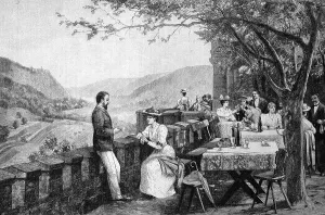 German Beer Garden Prints: On the terrace of the Ebernburg