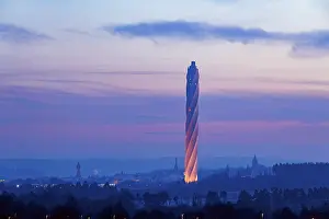 Morning Cityscape Germany Prints: Test tower of TK-Elevator in the early morning