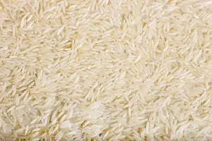 Vegan Diet Grocery List Prints: Texture of basmati rice. Top view