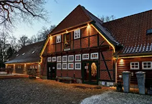 Lower Saxony Countryside Scenery Prints: Thansen Manor, blue hour, Soderstorf