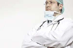 Male Doctor Portrait Prints: Thinking surgeon