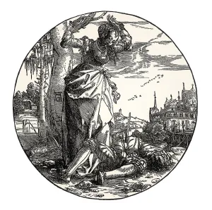 Pyramus And Thisbe Story Prints: Thisbe laments the dead Pyramus