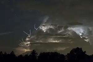 Deserted Southern Germany Prints: Thundercloud and lightning in the evening