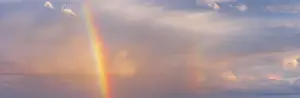Full Frame Cloud Image Prints: Thunderclouds in evening light with rainbow