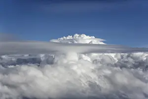 Severe Weather In Germany Prints: Thunderclouds in the sky, view from the plane