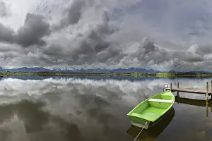 Cloudy Landscape Photography Prints: Thunderclouds at sunset, Hopfensee