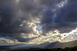 Stormy Atmosphere Europe Prints: Thunderstorm, dark clouds over the mountains