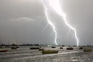Thunderstorm Germany Prints: Thunderstorms with lightning, summer evening