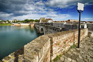 Prints of Tiberius Bridge in Rimini, one of the most solid architectural structures built by the Romans Rimini Prints: Tiberius Bridge Print in Rimini, Italy