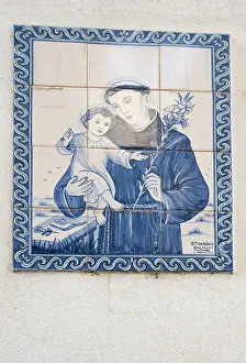 European Wall Fresco Prints: Tile image on a wall, St. Anthony
