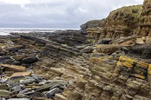 Sedimentary Rock Layers Prints: Tilted Devonian sandstone layers