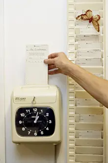 Close Up Clock Prints: Time clock. Employees