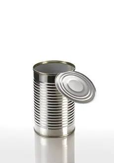 Empty Tin Can Prints: Empty tin can with an open lid