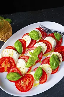 Olive Oil Nutrition Facts Prints: Tomatoes with mozzarella and basil