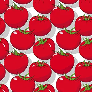Editable Vector Template Prints: Tomatoes repeating pattern, editable vector template
