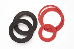 Isolated Object Photography Prints: Tools and installation material, sealing rings
