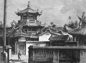 Chinese Religious Buildings Prints: Tor tor of a Chinese temple complex