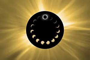 Natural Scientific Phenomenon Prints: Total Solar Eclipse phases, Composite Solar Eclipse